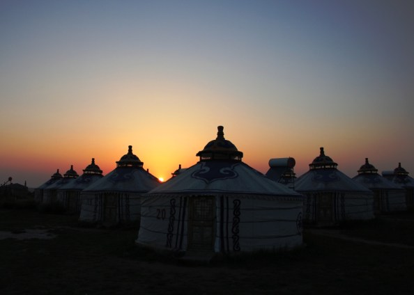 Small yurts sunset